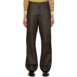 자크뮈스 JACQUEMUS Khaki Le Pantalon Pastre Leather Pants 222553M191001