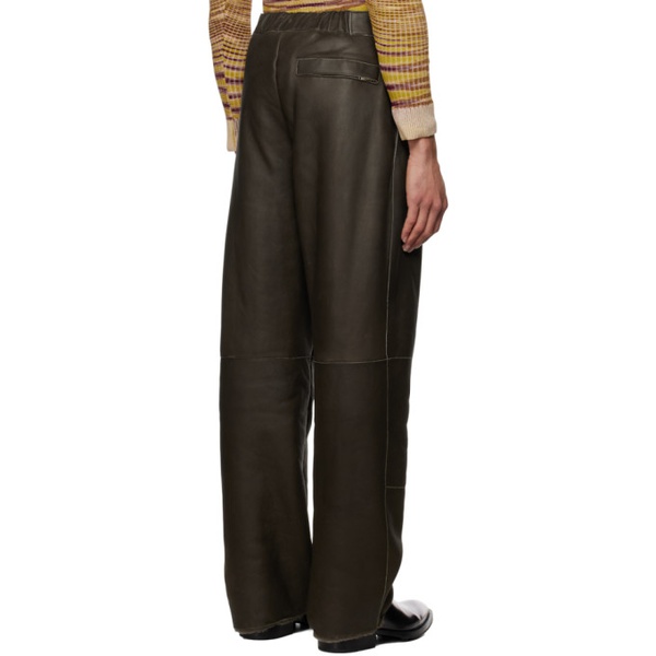  자크뮈스 JACQUEMUS Khaki Le Pantalon Pastre Leather Pants 222553M191001