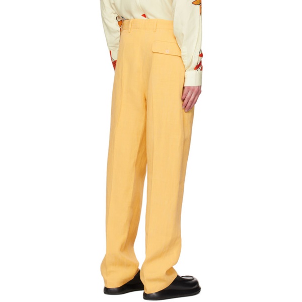  자크뮈스 JACQUEMUS Yellow Le Raphia Le Pantalon Madeiro Trousers 231553M191006