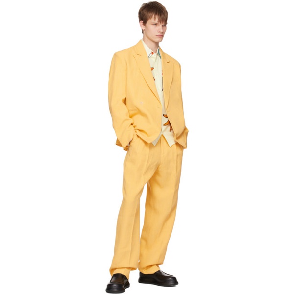  자크뮈스 JACQUEMUS Yellow Le Raphia Le Pantalon Madeiro Trousers 231553M191006