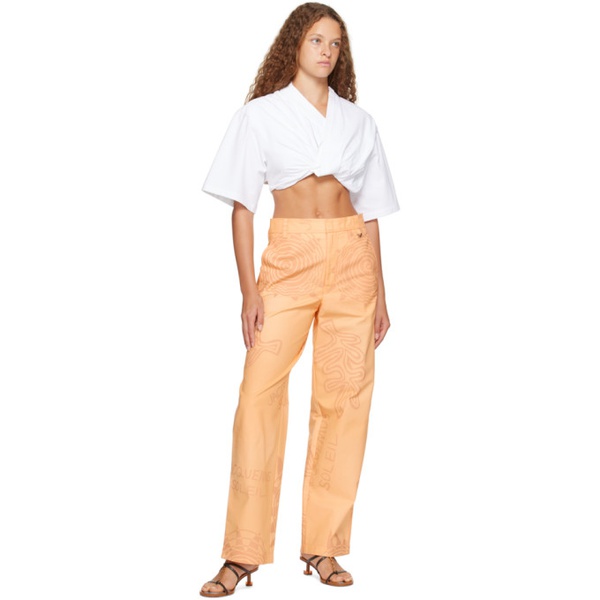  자크뮈스 JACQUEMUS Orange Le Raphia Le Pantalon Banho Trousers 231553F087018