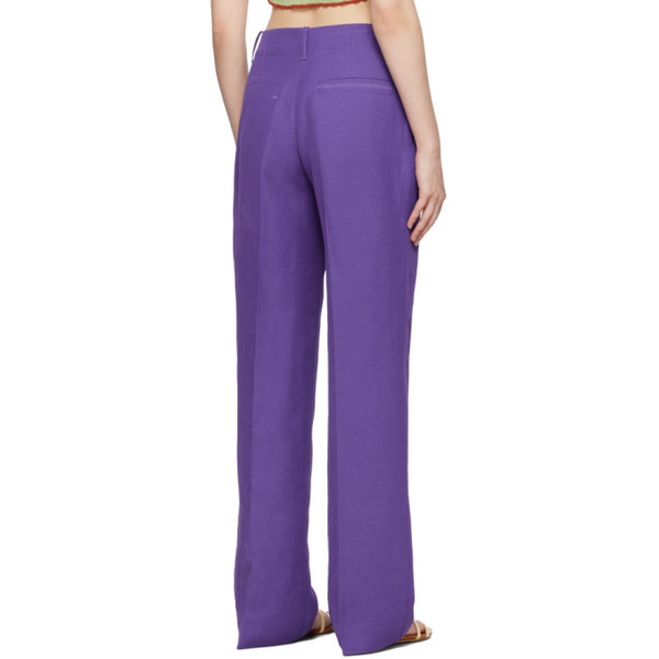  자크뮈스 JACQUEMUS Purple Le Raphia Le Pantalon Cordao Trousers 231553F087003