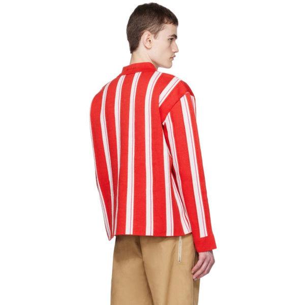  자크뮈스 JACQUEMUS Red Le Chouchou La Chemise Maille Polo Cardigan 232553M200000