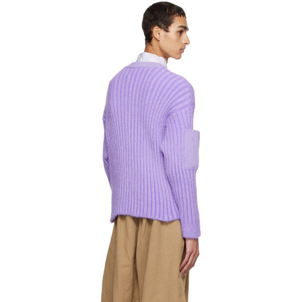  자크뮈스 JACQUEMUS Purple Le Papier Le Cardigan Neve Cardigan 222553M200006