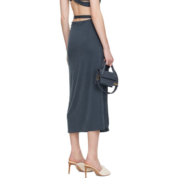  자크뮈스 JACQUEMUS Navy La Jupe Espelho Midi Skirt 231553F092005