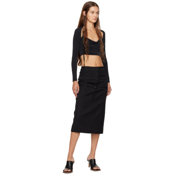  자크뮈스 JACQUEMUS Black Le Chouchou La Jupe Caraco Midi Skirt 232553F092004