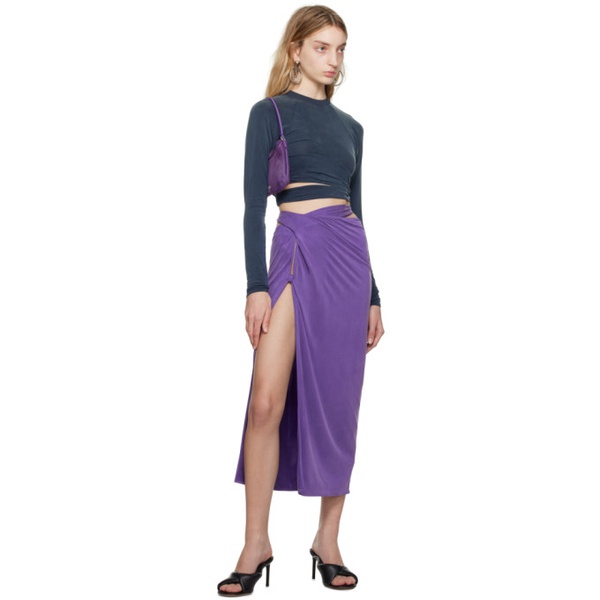  자크뮈스 JACQUEMUS Purple Le Raphia La Jupe Espelho Midi Skirt 231553F092006