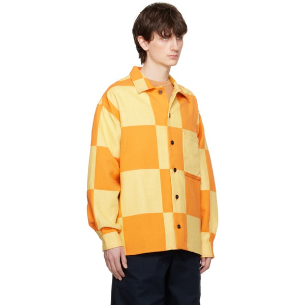  자크뮈스 JACQUEMUS Yellow Le Raphia La Surchemise Tecido Shirt 231553M192004