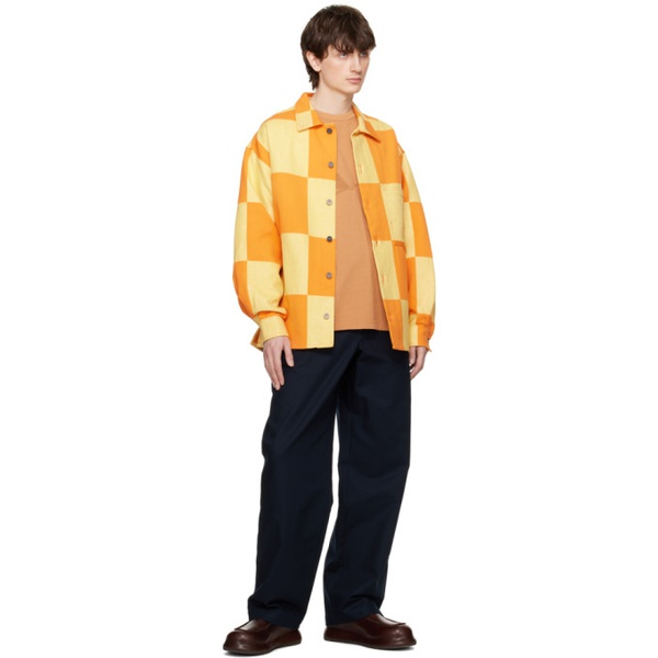  자크뮈스 JACQUEMUS Yellow Le Raphia La Surchemise Tecido Shirt 231553M192004