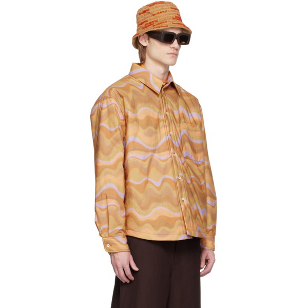  자크뮈스 JACQUEMUS Orange Le Raphia La Chemise Boulanger Shirt 231553M192003