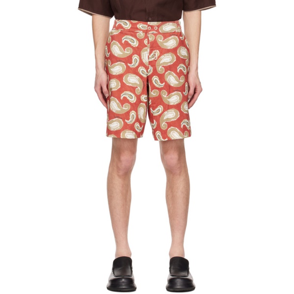  자크뮈스 JACQUEMUS Orange & Green Le Raphia Le Short Pingo Shorts 231553M193014