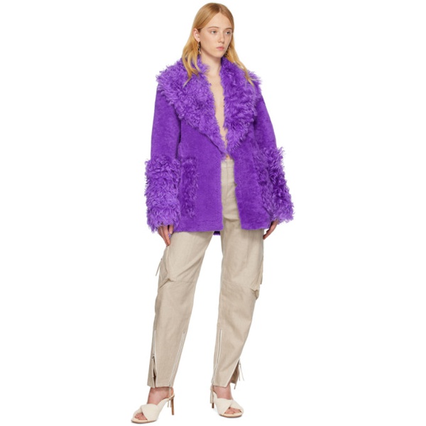  자크뮈스 JACQUEMUS Purple Le Papier La Veste Piobbu Shearling Coat 222553F062003