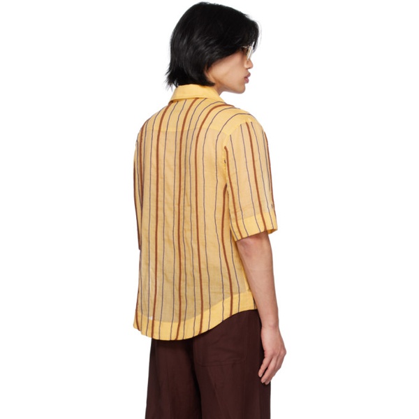  자크뮈스 JACQUEMUS Yellow Le Raphia La Chemise Palha Shirt 231553M192010