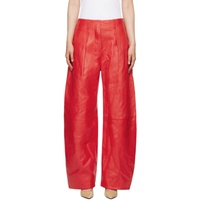 자크뮈스 JACQUEMUS Red Les Sculptures Le pantalon Ovalo Cuir Leather Pants 241553F087002