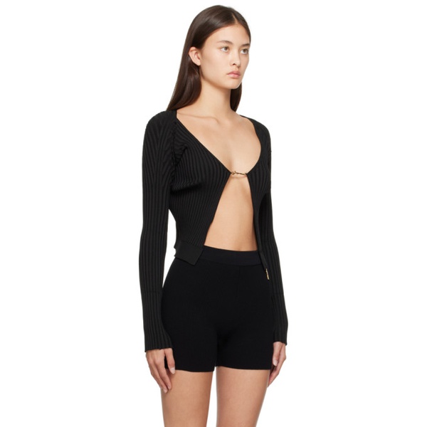  자크뮈스 JACQUEMUS Black Le Papier La Maille Pralue Longue Cardigan 232553F095001