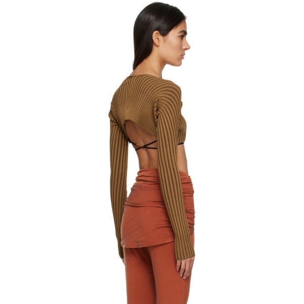  자크뮈스 JACQUEMUS Brown Le Raphia La Maille Pralue Cardigan 231553F095026