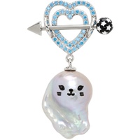 지위나이아 JIWINAIA Silver & Blue Kitten Baroque Pearl Single Earring 241405F022020