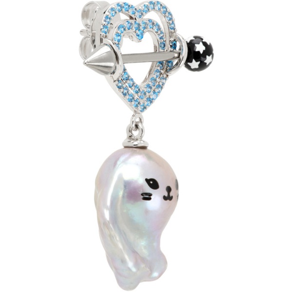  지위나이아 JIWINAIA Silver & Blue Kitten Baroque Pearl Single Earring 241405F022020