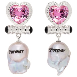 지위나이아 JIWINAIA Silver & White Forever Pearl Drop Earrings 241405F022003