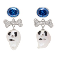 지위나이아 JIWINAIA Silver & White Skull Pearl Drop Earrings 241405F022005