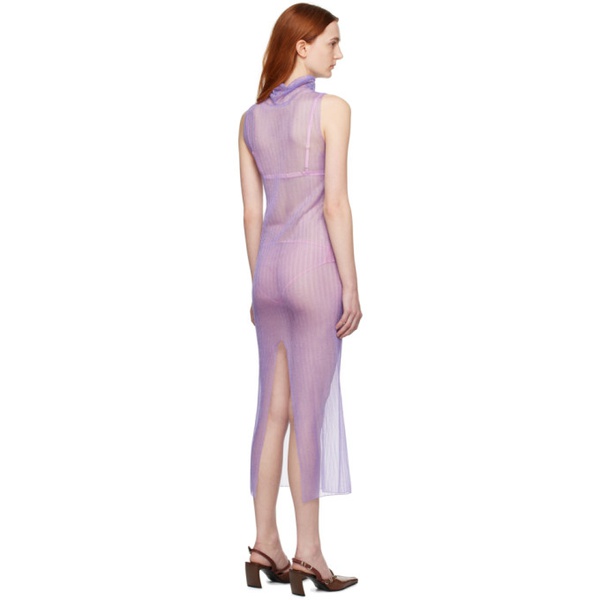  JUNEYEN Purple Sheer Midi Dress 231201F054003