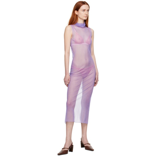  JUNEYEN Purple Sheer Midi Dress 231201F054003