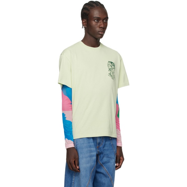  JW 앤더슨 JW Anderson Green Embroidered T-Shirt 241477M213003