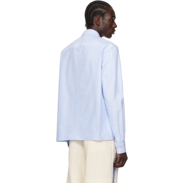  JW 앤더슨 JW Anderson Blue Drape Front Shirt 241477M192004