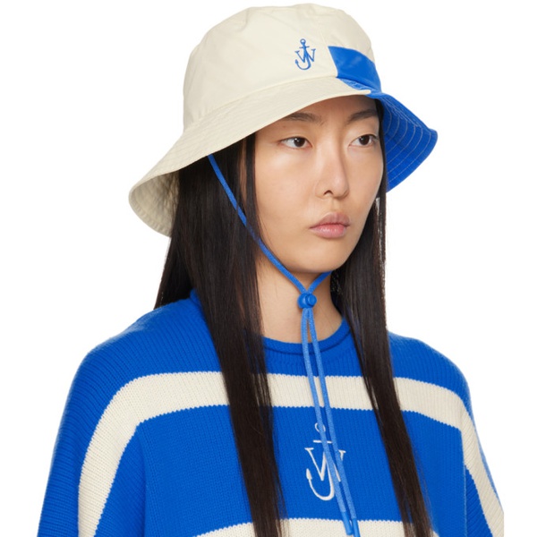  JW 앤더슨 JW Anderson White & Blue Asymmetric Bucket Hat 241477F015000