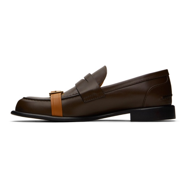  JW 앤더슨 JW Anderson Brown Leather Pin-Buckle Loafers 241477M231009