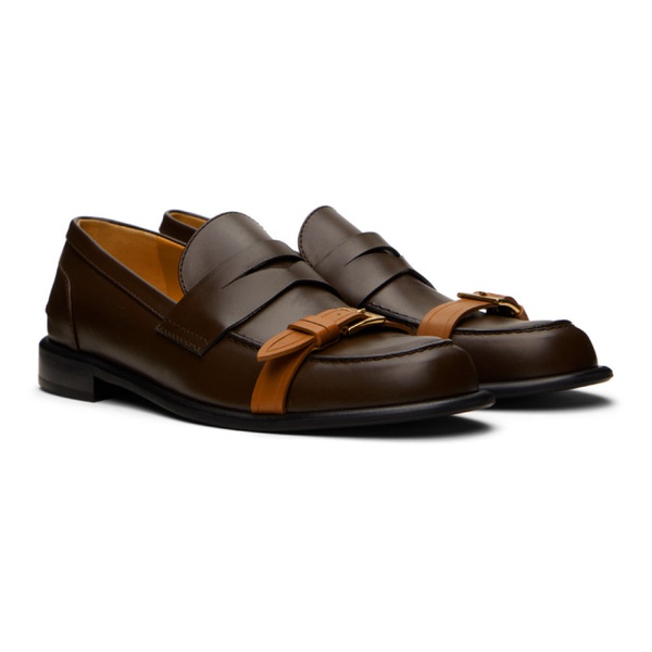  JW 앤더슨 JW Anderson Brown Leather Pin-Buckle Loafers 241477M231009