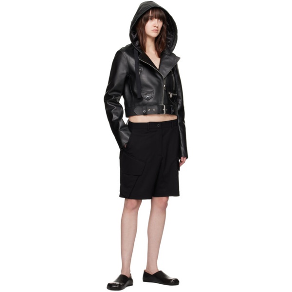  JW 앤더슨 JW Anderson Black Hooded Leather Jacket 241477F064000