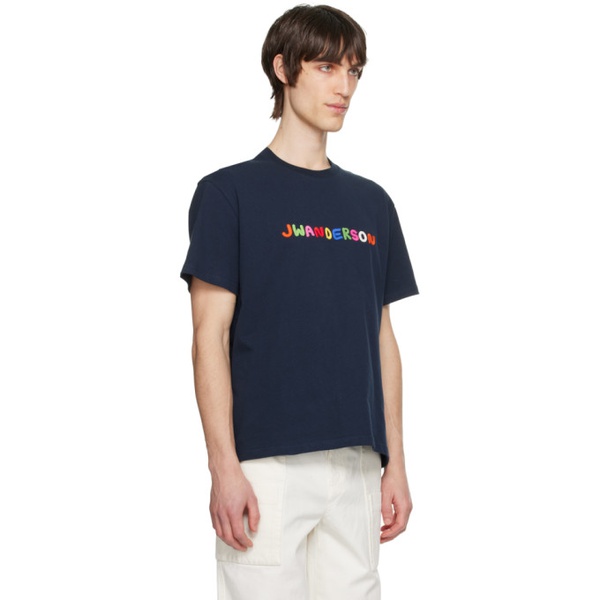  JW 앤더슨 JW Anderson Navy Embroidered T-Shirt 241477M213022