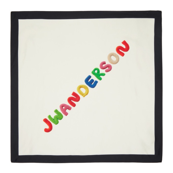  JW 앤더슨 JW Anderson 오프화이트 Off-White Silk Logo Scarf 241477F029000