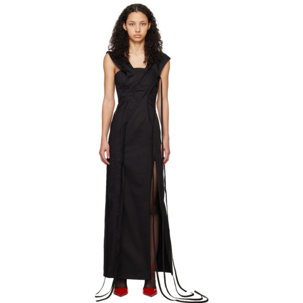  Jade Cropper Black Asymmetric Maxi Dress 241772F055000