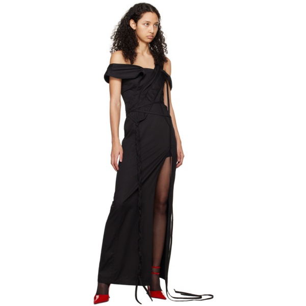  Jade Cropper Black Asymmetric Maxi Dress 241772F055000