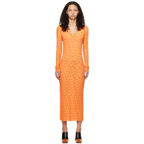  Jade Cropper Orange Printed Midi Dress 241772F054000