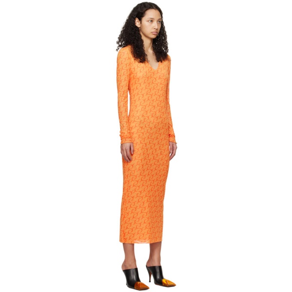  Jade Cropper Orange Printed Midi Dress 241772F054000