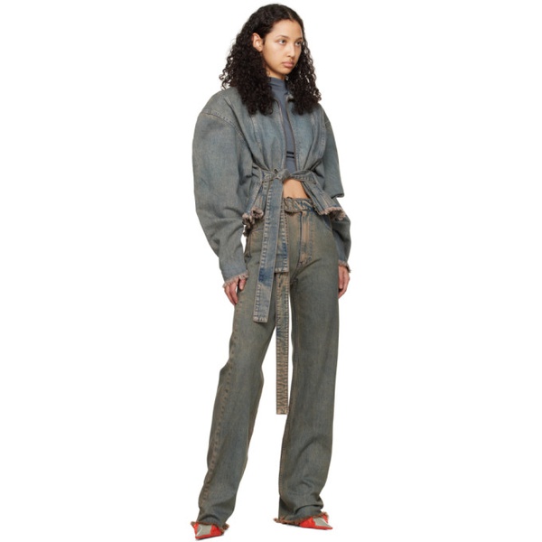  Jade Cropper Gray Wrap Belt Jeans 241772F069000