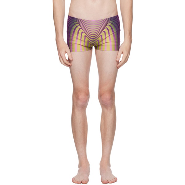  장 폴 고티에 Jean Paul Gaultier Green & Purple The Body Morphing Swim Shorts 232808M208001