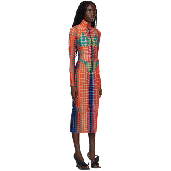  장 폴 고티에 Jean Paul Gaultier Purple & Orange Cyber Dots Midi Dress 231808F054002
