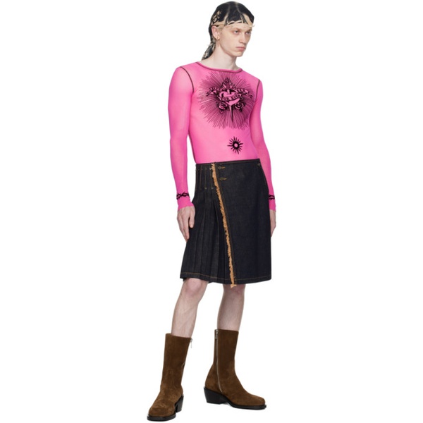  장 폴 고티에 Jean Paul Gaultier Pink Flocked Long Sleeve T-Shirt 241808M213006