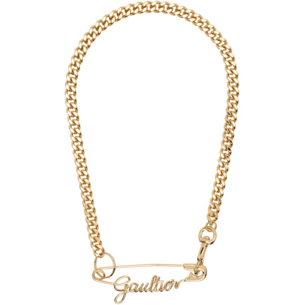  장 폴 고티에 Jean Paul Gaultier Gold The Gaultier Safety Pin Necklace 241808M145002