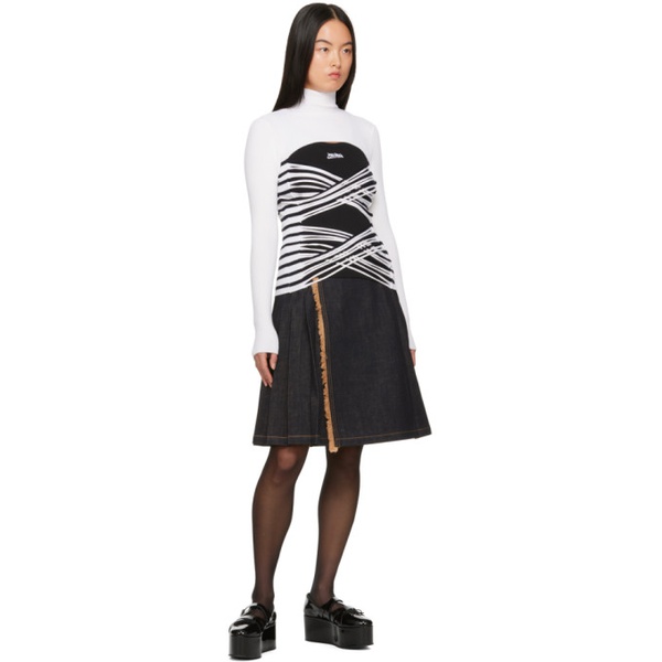  장 폴 고티에 Jean Paul Gaultier White & Navy Striped Turtleneck 241808F099010