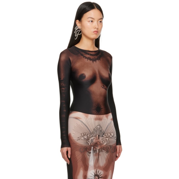  장 폴 고티에 Jean Paul Gaultier Brown Graphic Bodysuit 241808F358007