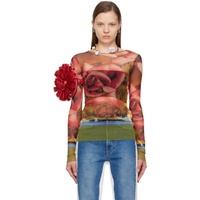 장 폴 고티에 Jean Paul Gaultier Red & Green Roses Long Sleeve T-Shirt 242808F110006