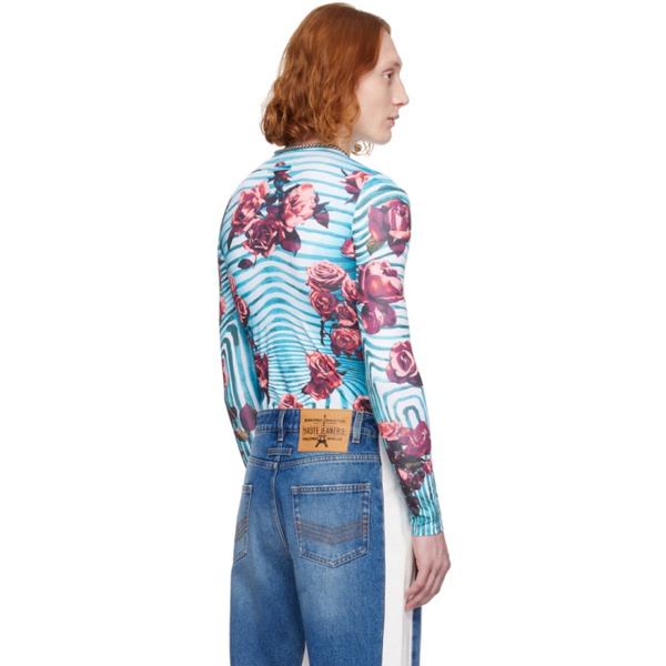  장 폴 고티에 Jean Paul Gaultier Blue & Red Floral Long Sleeve T-Shirt 242808M213005