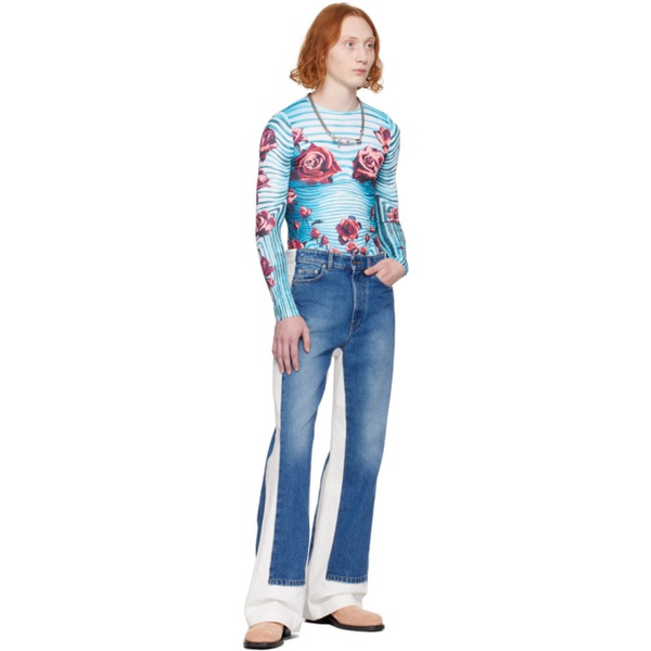  장 폴 고티에 Jean Paul Gaultier Blue & Red Floral Long Sleeve T-Shirt 242808M213005
