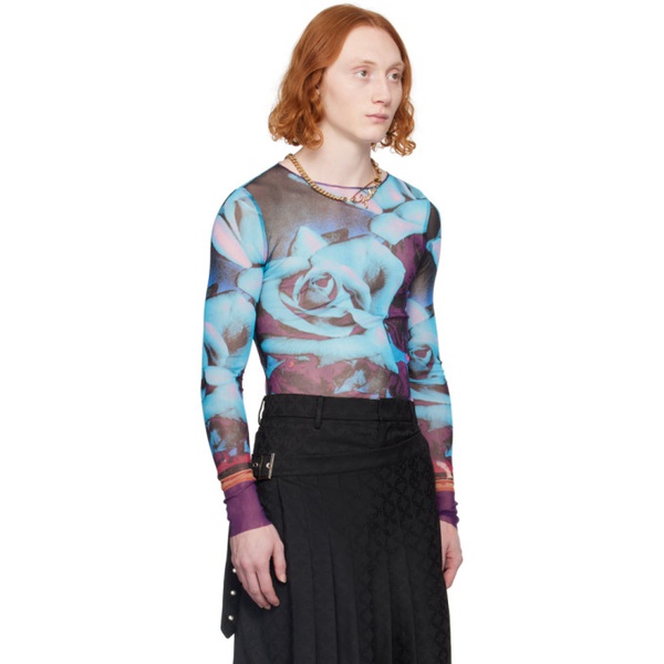  장 폴 고티에 Jean Paul Gaultier Blue & Purple Floral Long Sleeve T-Shirt 242808M213011