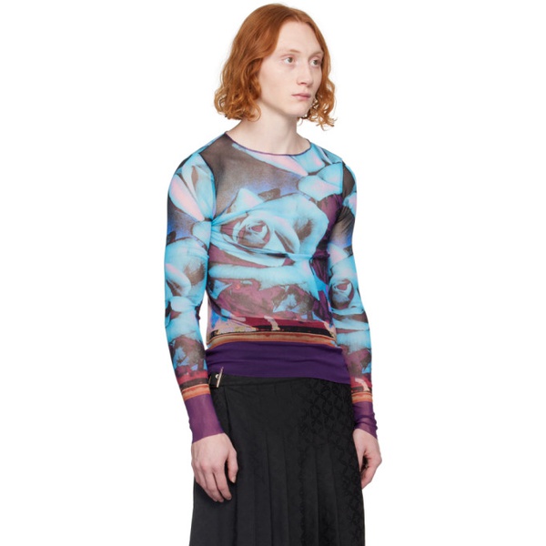  장 폴 고티에 Jean Paul Gaultier Blue & Purple Floral Long Sleeve T-Shirt 242808M213011